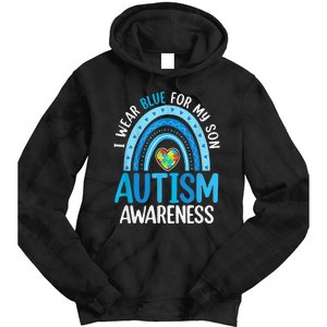 Rainbow I Wear Blue For My Son Autism Awareness Tie Dye Hoodie