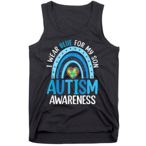 Rainbow I Wear Blue For My Son Autism Awareness Tank Top