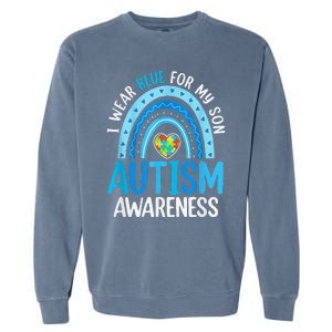 Rainbow I Wear Blue For My Son Autism Awareness Garment-Dyed Sweatshirt