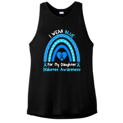 Rainbow I Wear Blue For My Daughter Diabetes Ladies PosiCharge Tri-Blend Wicking Tank