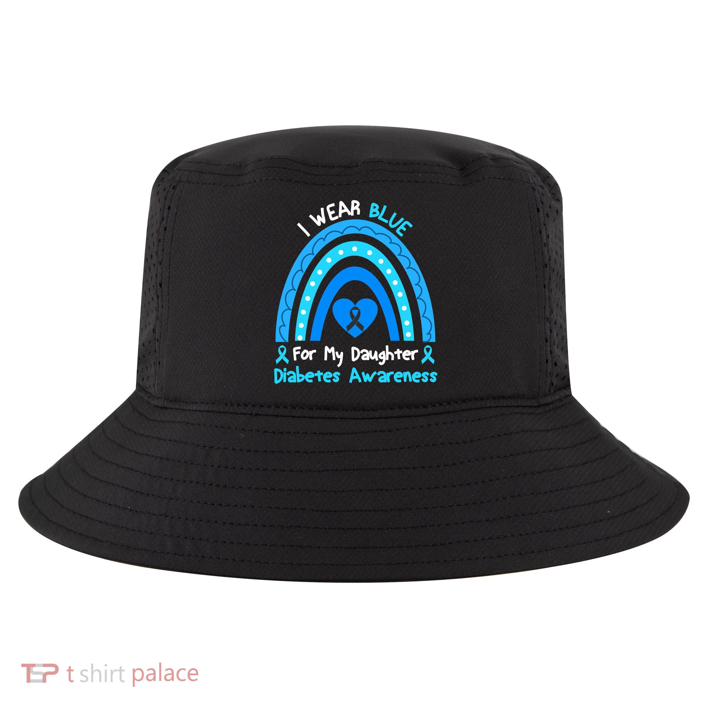 Rainbow I Wear Blue For My Daughter Diabetes Cool Comfort Performance Bucket Hat