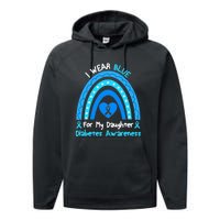 Rainbow I Wear Blue For My Daughter Diabetes Performance Fleece Hoodie