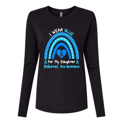 Rainbow I Wear Blue For My Daughter Diabetes Womens Cotton Relaxed Long Sleeve T-Shirt