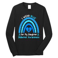 Rainbow I Wear Blue For My Daughter Diabetes Long Sleeve Shirt