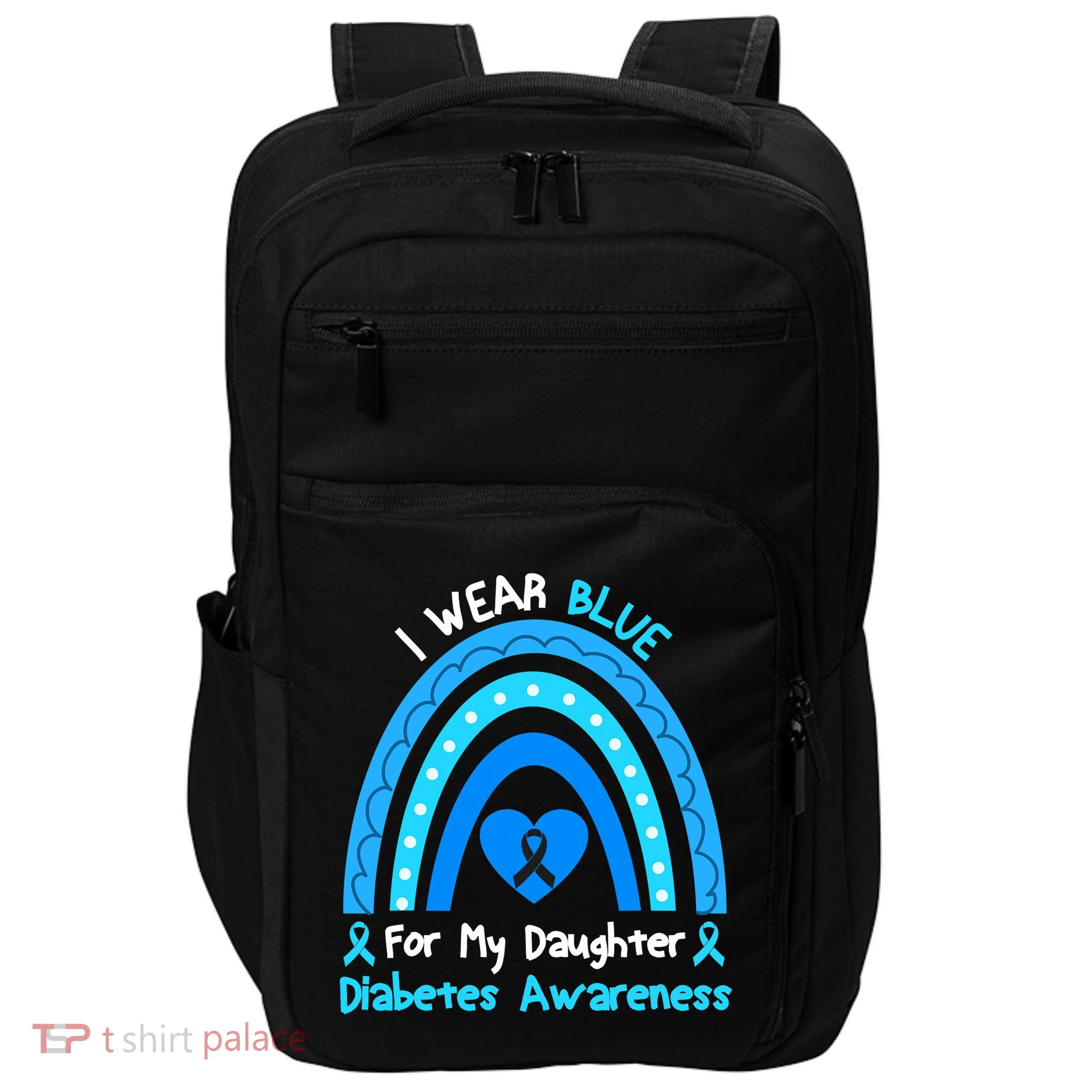 Rainbow I Wear Blue For My Daughter Diabetes Impact Tech Backpack