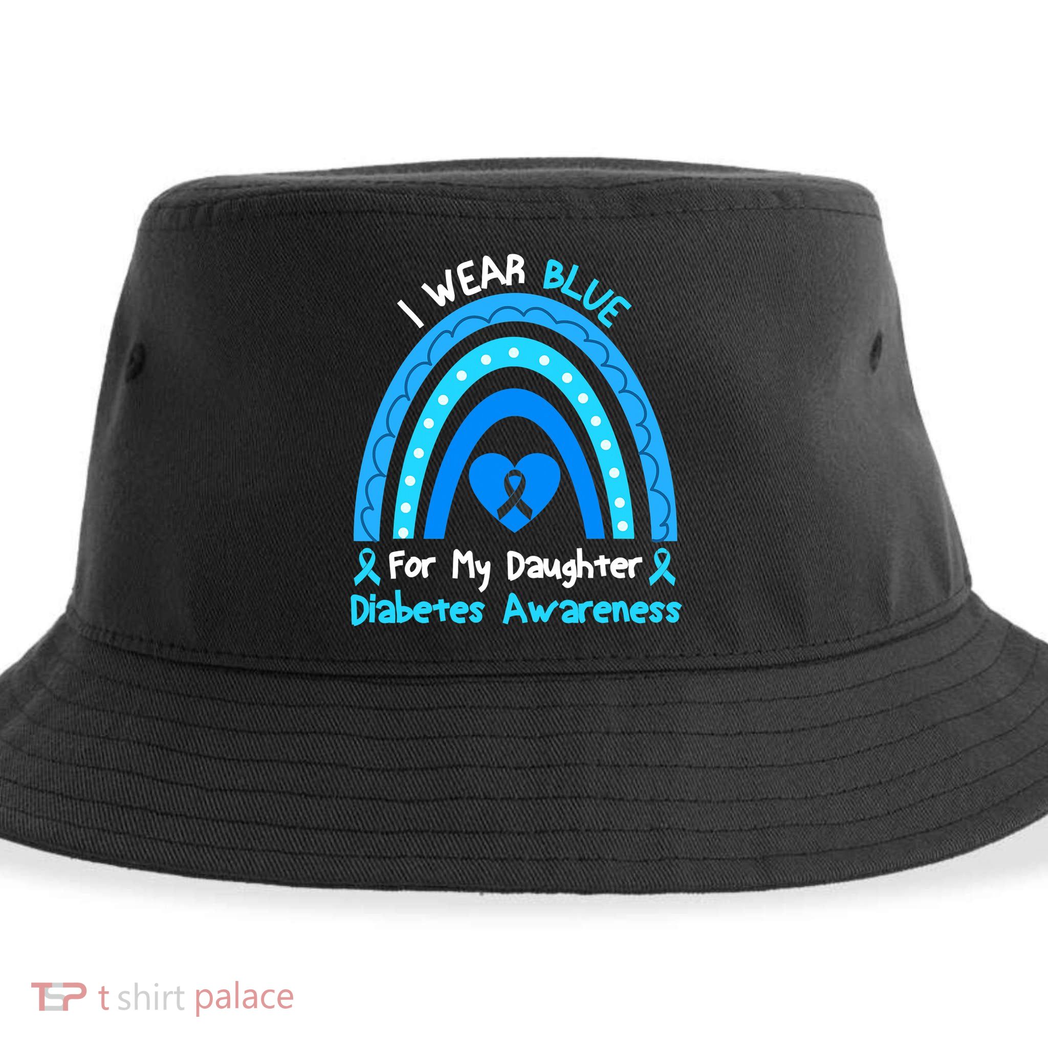 Rainbow I Wear Blue For My Daughter Diabetes Sustainable Bucket Hat