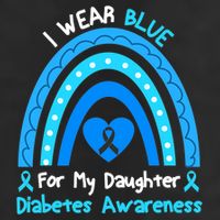 Rainbow I Wear Blue For My Daughter Diabetes Beanie