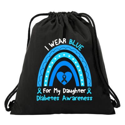 Rainbow I Wear Blue For My Daughter Diabetes Drawstring Bag