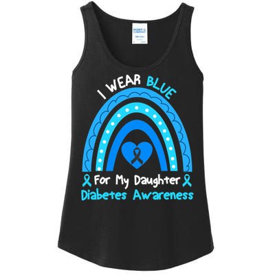 Rainbow I Wear Blue For My Daughter Diabetes Ladies Essential Tank