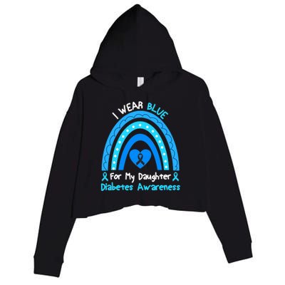 Rainbow I Wear Blue For My Daughter Diabetes Crop Fleece Hoodie