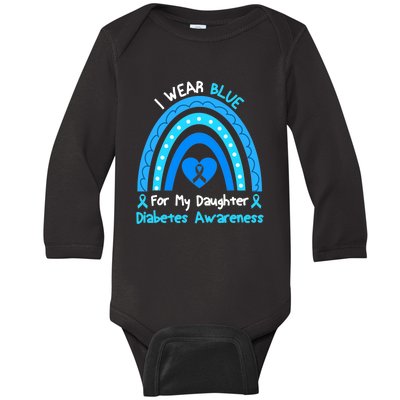 Rainbow I Wear Blue For My Daughter Diabetes Baby Long Sleeve Bodysuit