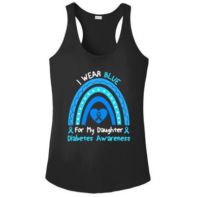 Rainbow I Wear Blue For My Daughter Diabetes Ladies PosiCharge Competitor Racerback Tank