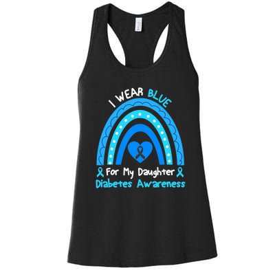 Rainbow I Wear Blue For My Daughter Diabetes Women's Racerback Tank