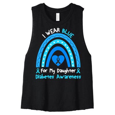 Rainbow I Wear Blue For My Daughter Diabetes Women's Racerback Cropped Tank