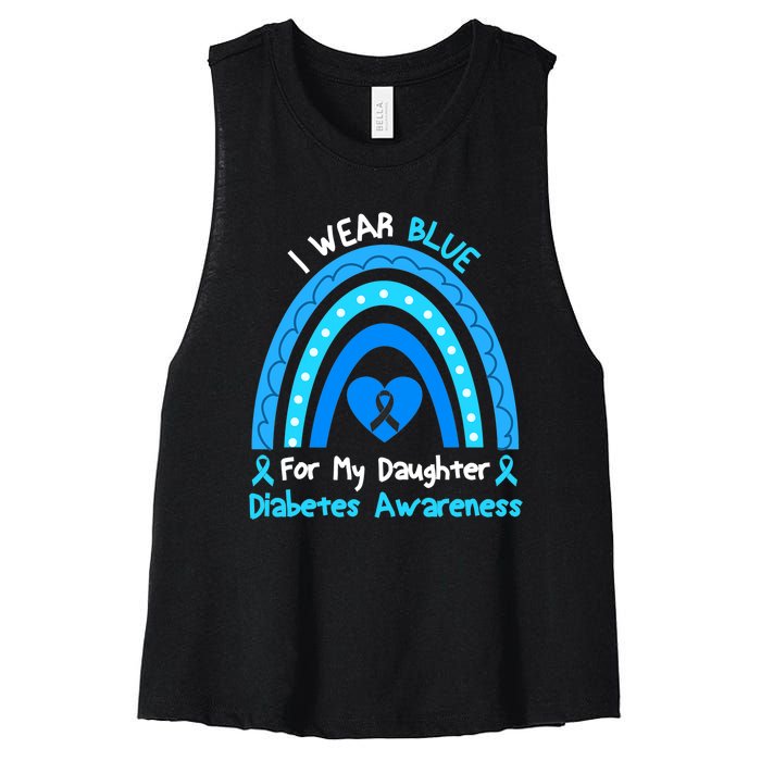 Rainbow I Wear Blue For My Daughter Diabetes Women's Racerback Cropped Tank