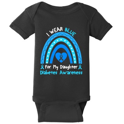 Rainbow I Wear Blue For My Daughter Diabetes Baby Bodysuit