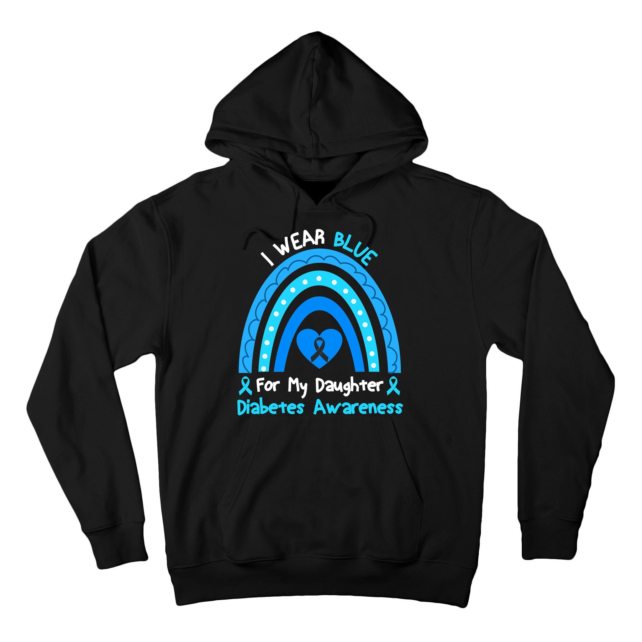 Rainbow I Wear Blue For My Daughter Diabetes Tall Hoodie