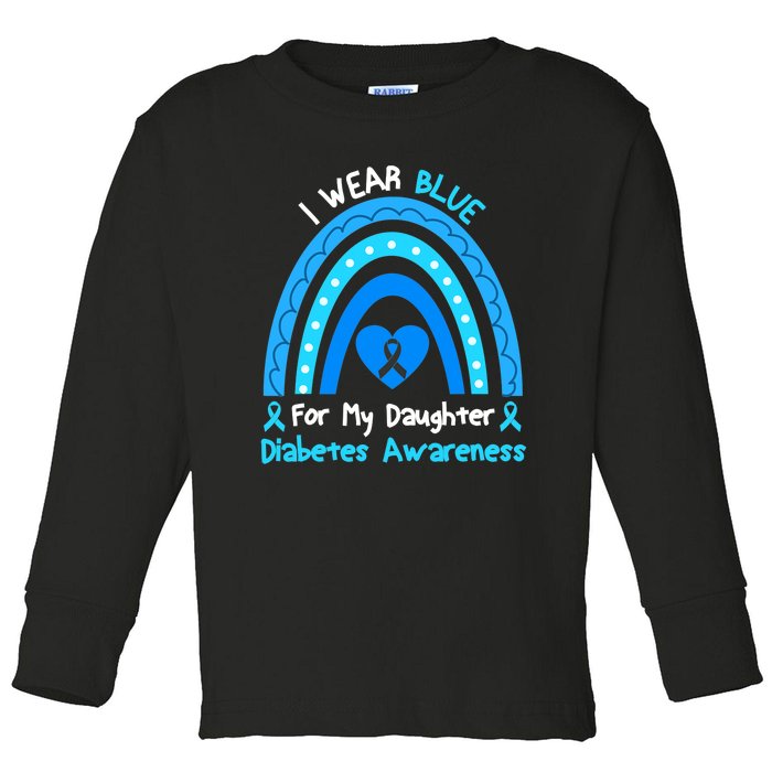 Rainbow I Wear Blue For My Daughter Diabetes Toddler Long Sleeve Shirt