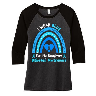 Rainbow I Wear Blue For My Daughter Diabetes Women's Tri-Blend 3/4-Sleeve Raglan Shirt