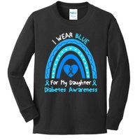 Rainbow I Wear Blue For My Daughter Diabetes Kids Long Sleeve Shirt