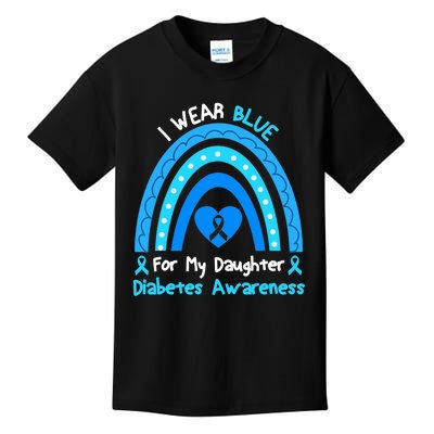 Rainbow I Wear Blue For My Daughter Diabetes Kids T-Shirt