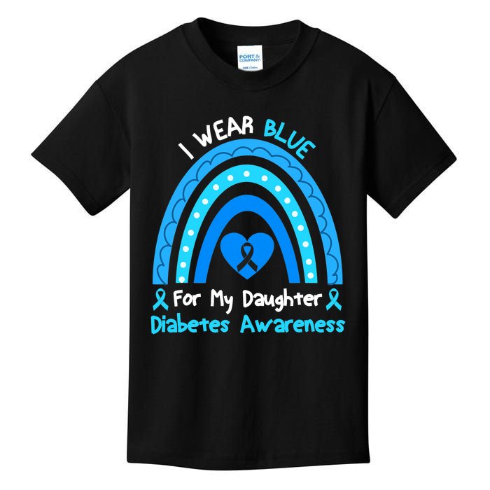 Rainbow I Wear Blue For My Daughter Diabetes Kids T-Shirt