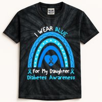 Rainbow I Wear Blue For My Daughter Diabetes Kids Tie-Dye T-Shirt