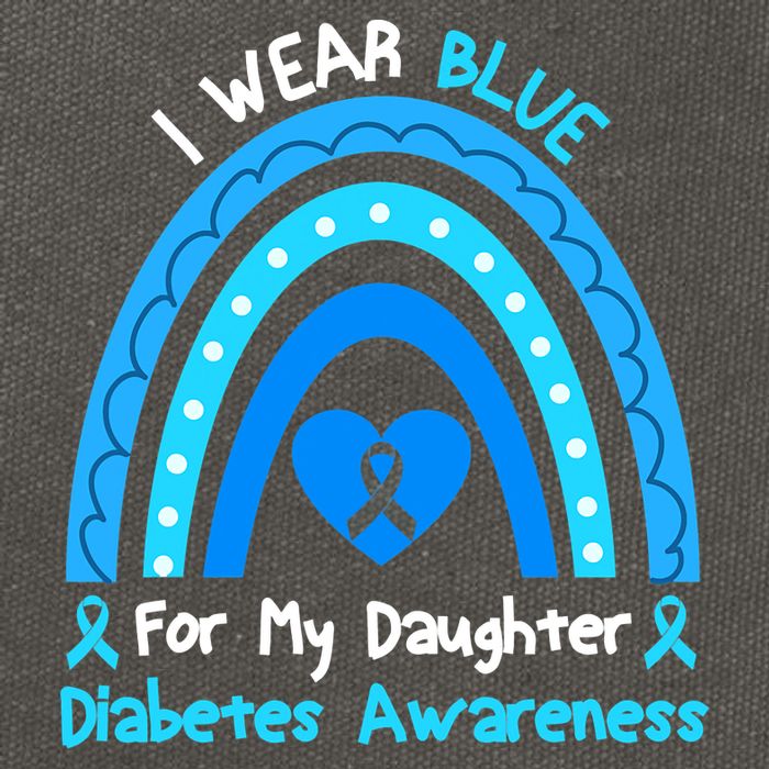 Rainbow I Wear Blue For My Daughter Diabetes Cotton Canvas Backpack