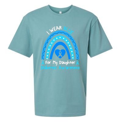 Rainbow I Wear Blue For My Daughter Diabetes Sueded Cloud Jersey T-Shirt