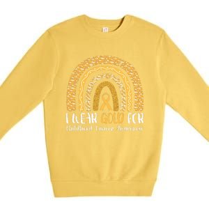 Rainbow I Wear Gold For Childhood Cancer Awareness Premium Crewneck Sweatshirt