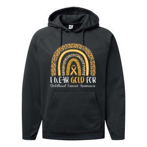 Rainbow I Wear Gold For Childhood Cancer Awareness Performance Fleece Hoodie