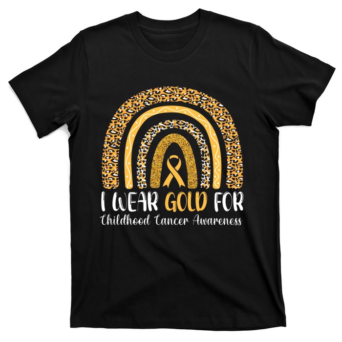 Rainbow I Wear Gold For Childhood Cancer Awareness T-Shirt