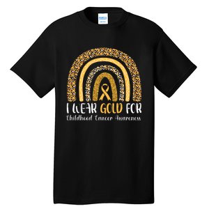 Rainbow I Wear Gold For Childhood Cancer Awareness Tall T-Shirt