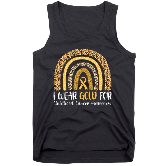 Rainbow I Wear Gold For Childhood Cancer Awareness Tank Top