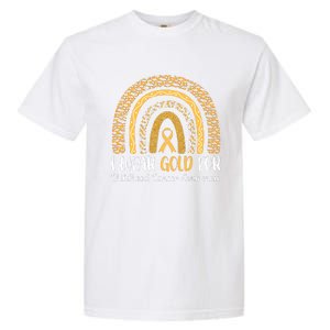 Rainbow I Wear Gold For Childhood Cancer Awareness Garment-Dyed Heavyweight T-Shirt