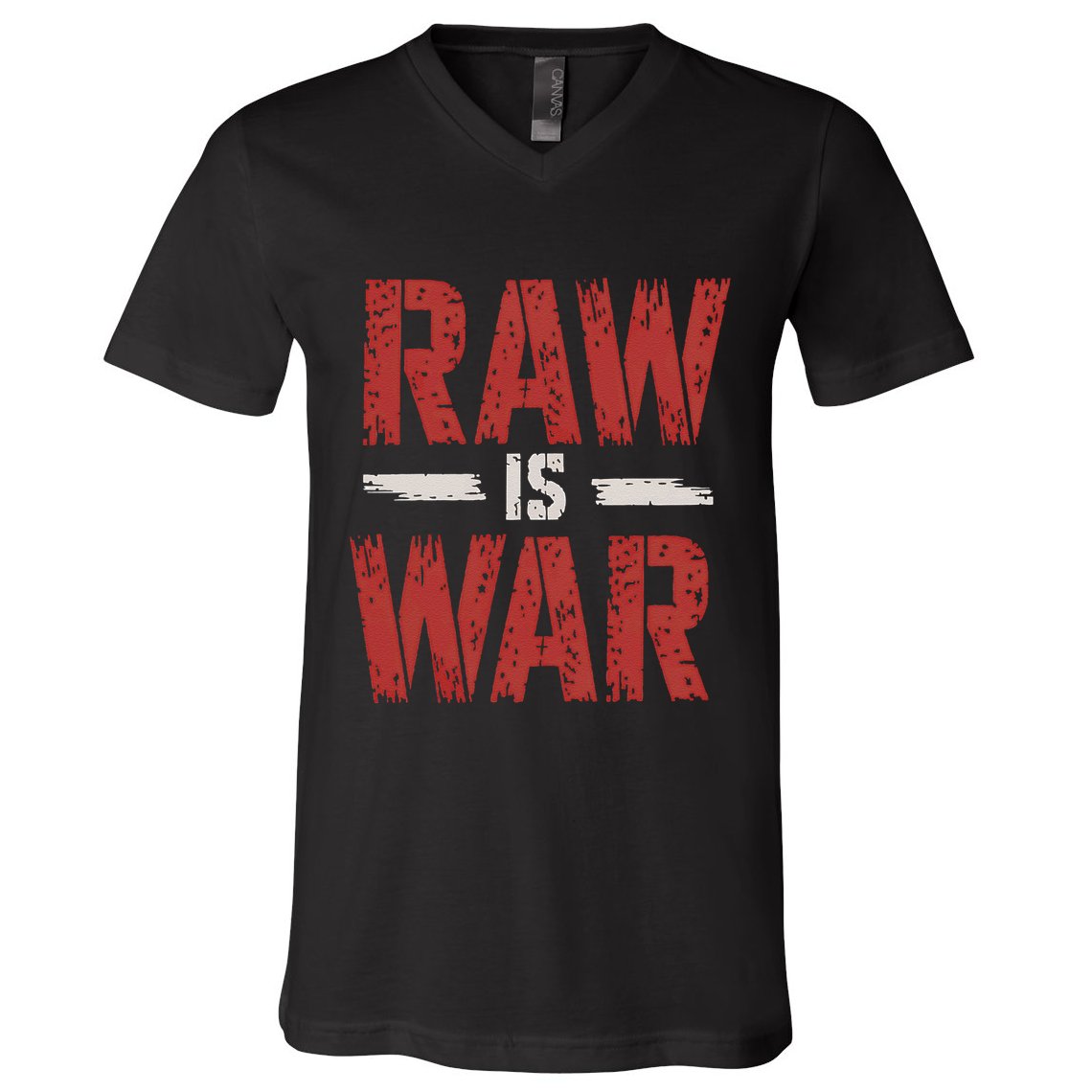 Raw Is War Funny Distressed Retro Vintage Design Gift V-Neck T-Shirt