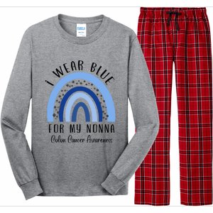 Rainbow I Wear Blue For My Nonna Colon Cancer Awareness Gift Long Sleeve Pajama Set