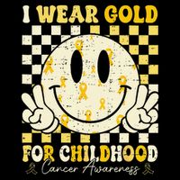 Retro I Wear Gold For Childhood Cancer Awareness Gold Ribbon Gift Drawstring Bag