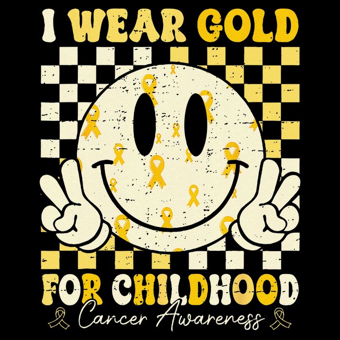 Retro I Wear Gold For Childhood Cancer Awareness Gold Ribbon Gift Drawstring Bag