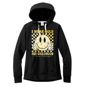 Retro I Wear Gold For Childhood Cancer Awareness Gold Ribbon Gift Women's Fleece Hoodie