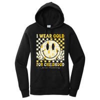 Retro I Wear Gold For Childhood Cancer Awareness Gold Ribbon Gift Women's Pullover Hoodie