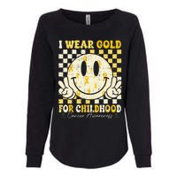 Retro I Wear Gold For Childhood Cancer Awareness Gold Ribbon Gift Womens California Wash Sweatshirt