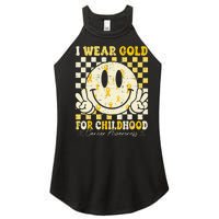 Retro I Wear Gold For Childhood Cancer Awareness Gold Ribbon Gift Women's Perfect Tri Rocker Tank