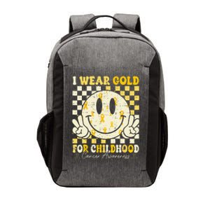 Retro I Wear Gold For Childhood Cancer Awareness Gold Ribbon Gift Vector Backpack