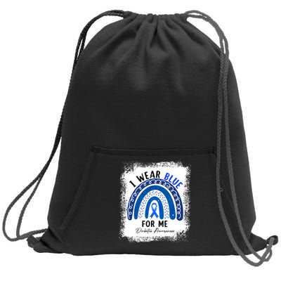 Rainbow I Wear Blue Ribbon For Me T1D Diabetes Awareness Sweatshirt Cinch Pack Bag