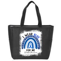 Rainbow I Wear Blue Ribbon For Me T1D Diabetes Awareness Zip Tote Bag