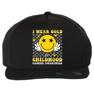 Retro I Wear Gold For Childhood Cancer Awareness Wool Snapback Cap