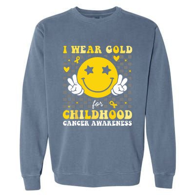 Retro I Wear Gold For Childhood Cancer Awareness Garment-Dyed Sweatshirt