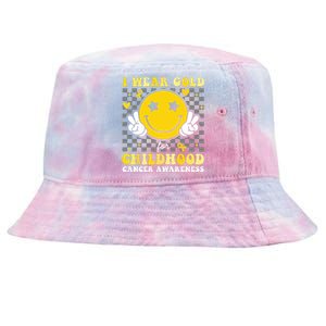 Retro I Wear Gold For Childhood Cancer Awareness Tie-Dyed Bucket Hat