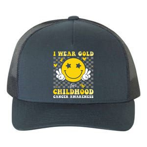 Retro I Wear Gold For Childhood Cancer Awareness Yupoong Adult 5-Panel Trucker Hat